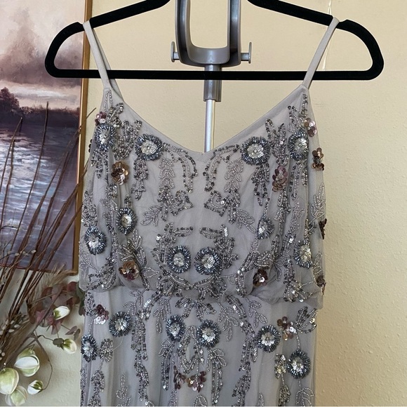 Adrianna Papell Floral Beaded Gown Serenity Multi size 4 - Picture 6 of 16